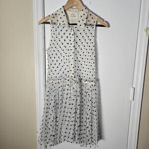 Free People FP One Tulle Black & White Polka Dot Sz M Sheer Ballerina Dress Twee